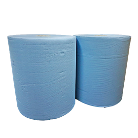 Industriepapier / Uierpapier Verlijmd Mixed Cellulose Blauw 2 laags 37 cm Verpakking 2 x 380 meter