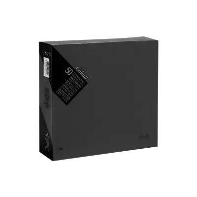 Servetten 1/4 Vouw EU Ecolabel 100% Cellulose Zwart 2 laags 40 x 40 cm Verpakking 24 x 50 servetten