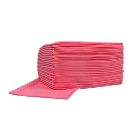 HACCP Food Sopdoek M Vouw Roze 1 laags 45 x 50 cm Verpakking 10 x 25 doeken -Horecavoordeel.com-