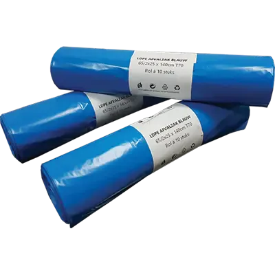 Afvalzakken 240 liter LDPE Blauw 65/25 x 140 cm T70 Verpakking 10 x 10 zakken 