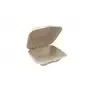 Hamburger Containers Sugar Cane with Hinged Lids Beige / Brown IP6 115 x 110 x 78mm