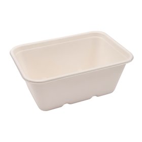 Meal containers 1000 ml Sugarcane Beige 18 x 12.5 x 7.5cm -Horecavoordeel.com-