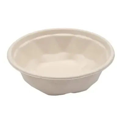 Salad containers 500 ml Sugar cane Beige Ø 16 x 4.8 cm -Horecavoordeel.com-
