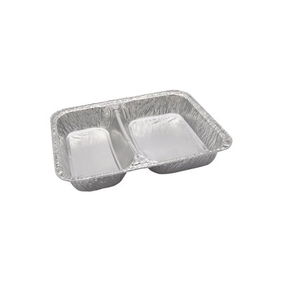 Aluminum Containers Rectangle 2 compartments 805ml 23.3 x 18.4 x 3cm