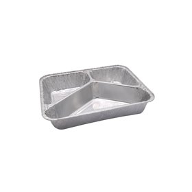 Aluminum Containers Rectangle 3-compartments 760ml 23.3 x 18.4 x 3cm