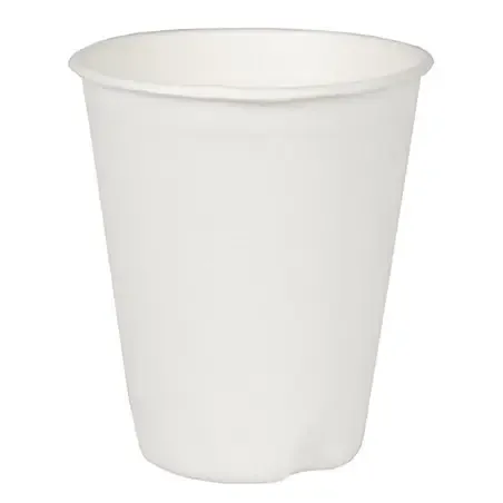Sugarcane Cups "Pure" 200ml Ø 80mm 9,2cm White "Voor warme dranken" - Horecavoordeel.com