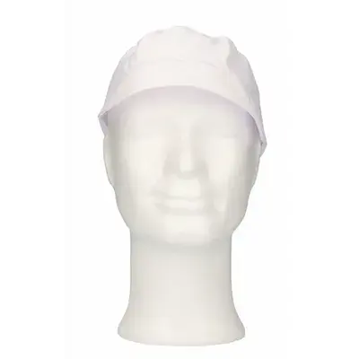 CMT Peaked Cap and Hair Catcher Polyester Cotton Crown White Size XL