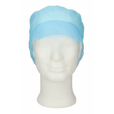 CMT Cap With Peak - Snood Cap PP Non Woven Blue