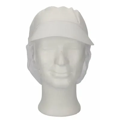 CMT Peaked Cap and Hair Catcher Polyester Cotton Crown White Size L
