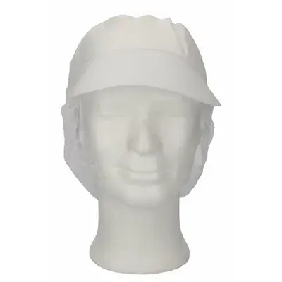 CMT Peaked Cap and Hair Catcher Polyester Cotton Crown White Size L