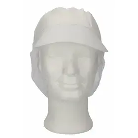 CMT Peaked Cap and Hair Catcher Polyester Cotton Crown White Size XL