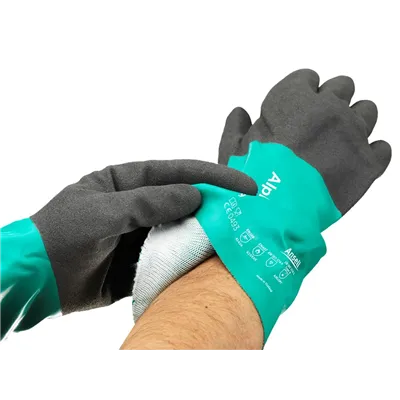Ansell AlphaTec 58-535W Chemische Handschoenen - Nitril met Flockvoering & Griptextuur, Maat 8