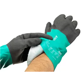 Ansell AlphaTec 58-535W Chemische Handschoenen - Nitril met Flockvoering & Griptextuur, Maat 9