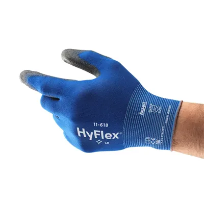 Ansell HyFlex 11-618 Montagehandschoen Blauw/Grijs – Extra Dun & Precisie Grip, Maat 9