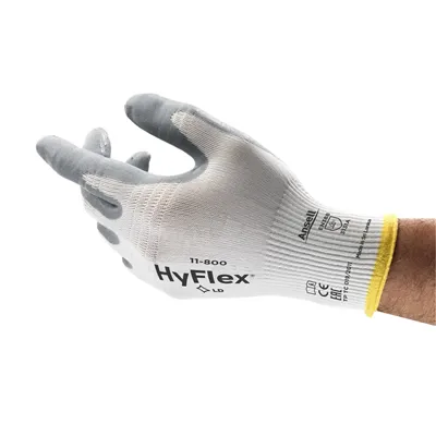 Ansell HyFlex 11-800 Werkhandschoen Grijs/Wit – Schuimnitril Grip & Ademend, Maat 6