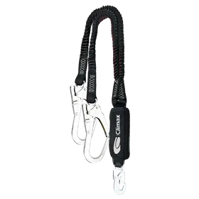 Climax Shock Absorber 51 - Elastische Y Lanyard met Snaphaak & 2 Steigerhaken (120–200 cm)
