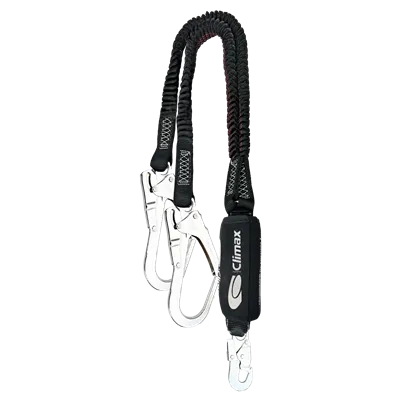 Climax Shock Absorber 51 - Elastische Y Lanyard met Snaphaak & 2 Steigerhaken (120–200 cm)