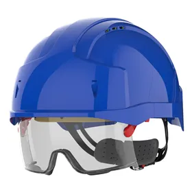 JSP AMB170 EVO VISTAlens Veiligheidshelm Blauw - Geïntegreerde Klasse 1 Veiligheidsbril & Draaiknop