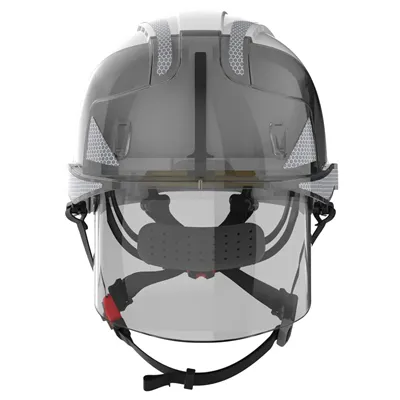 JSP AMH270 Industriële Klimhelm Wit-Smoke - Geïntegreerde Oogbescherming & Draaiknop
