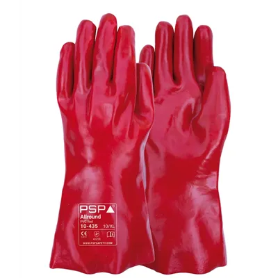PSP 10-435 PVC Werkhandschoen Oliebestendig Dubbel Gecoat 35 cm - Rood - Maat 10