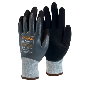 PSP 15-688 Snijvaste Werkhandschoenen Cut D - Dubbele Nitrile Coating & Lange Manchetten - Maat 8