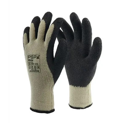 PSP 18-100 Winterhandschoen Latex Zwart/Grijs – Warme Grip & EN511, Maat 8