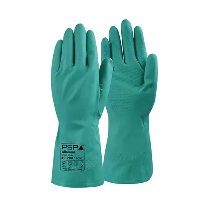 PSP 40-200 Chemische Handschoenen Groen - Nitril 33cm, Foodkeur & Oplosmiddelbestendig, Maat 10