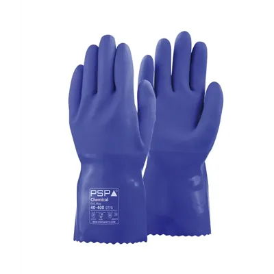 PSP 40-400 Chemische Handschoenen PVC Blauw - Sandy Finish & Triple Dipped, 30cm, Maat 11