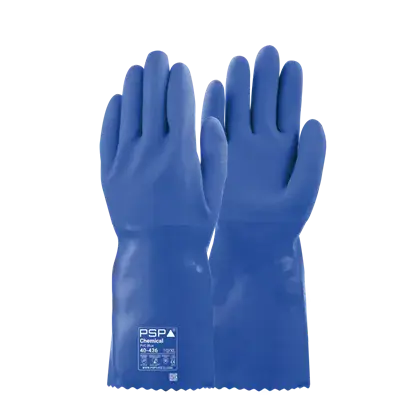 PSP 40-436 Chemische Handschoenen PVC Blauw - Triple Dipped & Oliebestendig, 36cm, Maat 9