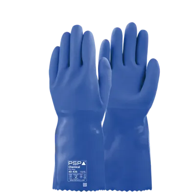 PSP 40-436 Chemische Handschoenen PVC Blauw - Triple Dipped & Oliebestendig, 36cm, Maat 9