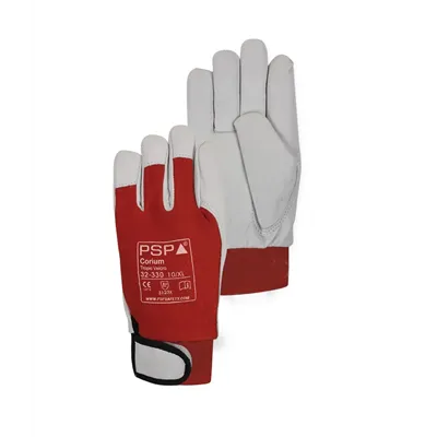 PSP Tropic Werkhandschoen Geitenleer met Klittenbandsluiting Rood/Wit - Maat 9