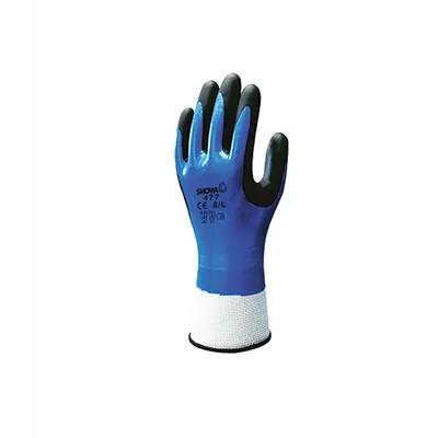 Showa 477 Winterhandschoen Nitril Blauw/Zwart – Gevoerd tot -10°C & Olieafstotend, Maat 8-L