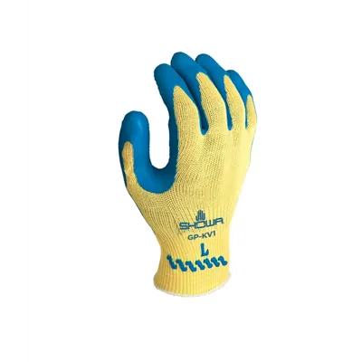 Showa GP-KV1 Snijvaste Kevlar Werkhandschoenen Geel/Blauw - Gecoate Handpalm & Elastische Rand - Maat 10-XL