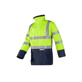Sioen Elliston Regenjas Fluo Geel/Marine - Vlamvertragend, Antistatisch & Waterdicht - Maat 3XL