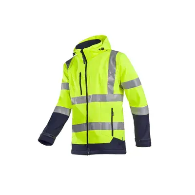 Sioen Fuller Softshelljas Fluo Geel/Blauw - Waterdicht, Gevoerd & Met Kap - Maat 2XL