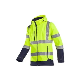 Sioen Fuller Softshelljas Fluo Geel/Blauw - Waterdicht, Gevoerd & Met Kap - Maat M