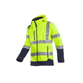 Sioen Fuller Softshelljas Fluo Geel/Blauw - Waterdicht, Gevoerd & Met Kap - Maat XL