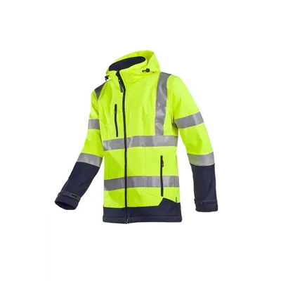 Sioen Fuller Softshelljas Fluo Geel/Blauw - Waterdicht, Gevoerd & Met Kap - Maat XL
