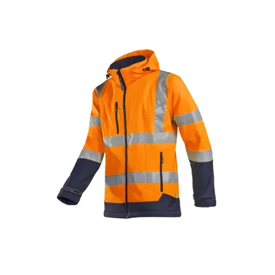 Sioen Fuller Softshelljas Fluo Oranje/Blauw - Waterdicht, Gevoerd & Met Kap - Maat M
