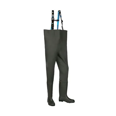 Sioen Glenroe Wader 700A Khaki – Waterdichte Regenbroek met Laarzen & Bretels, Maat V43