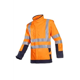 Sioen Heatherton Softshelljas Fluo Oranje/Marine - Vlamvertragend, Winddicht & Afritsbaar - Maat L