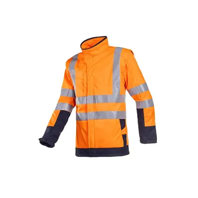 Sioen Heatherton Softshelljas Fluo Oranje/Marine - Vlamvertragend, Winddicht & Afritsbaar - Maat M