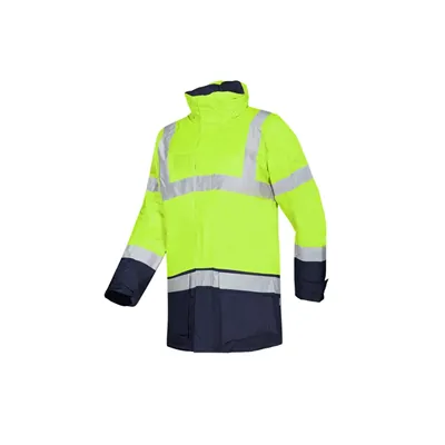 Sioen LIGHTFLASH 313A Parka Fluo Geel/Marine - Winddicht, Waterdicht & Gevoerd, Maat M