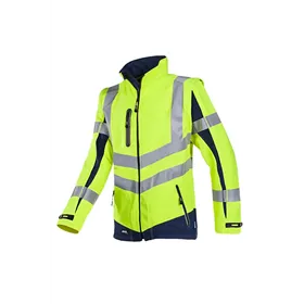 Sioen Malden Softshelljas Fluo Geel/Marine - Winddicht, Gevoerd & Met Afritsbare Mouwen - Maat 3XL