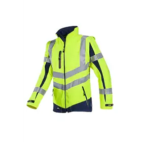 Sioen Malden Softshelljas Fluo Geel/Marine - Winddicht, Gevoerd & Met Afritsbare Mouwen - Maat 3XL