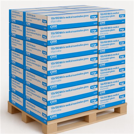 CMT Nitrile Gloves Blue PF – Pallet 54×1000 (Size Mix)