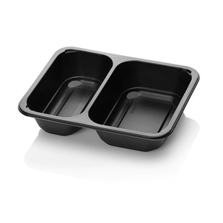 Menuschalen PP Sealbaar 2-Vaks Zwart M20/50 227 x 178 x 50mm
