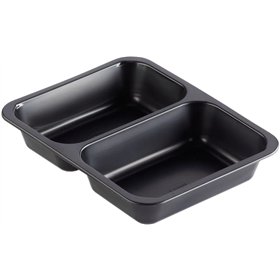 Menu trays PP Sealable 2-compartments Black M20/40 227 x 178 x 40mm