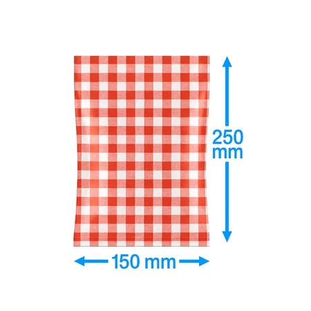 Vacuümzakken Buis PA/PE Rood - Wit Geblokt (Rookworstzakje) 150 x 250mm 90my 1000 stuks