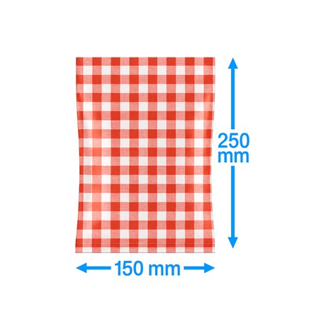 Vacuum Tube Bags PA/PE Red White Checkered (Smoked Sausage Bag) 150x250mm 90my